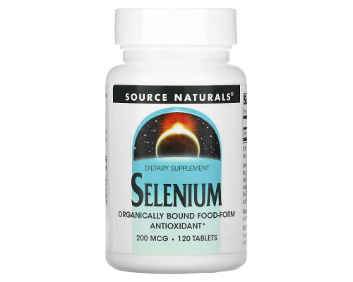 Селен, Selenium, Source Naturals, 200 мкг, 120 таблеток
