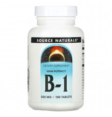 Тіамін, B-1, High Potency, Source Naturals, 500 мг, 100 таблеток