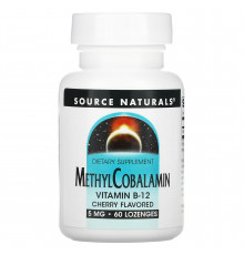 Витамин В12 (метилкобаламин), MethylCobalamin, Source Naturals, вишня, 5 мг, 60 таб.