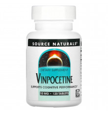 Витамины для мозга, Vinpocetine, Source Naturals, 10 мг, 120 таблеток