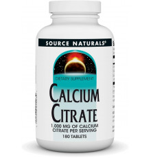 Кальцій цитрат, Calcium Citrate, Source Naturals, 1000 мг, 180 таблеток