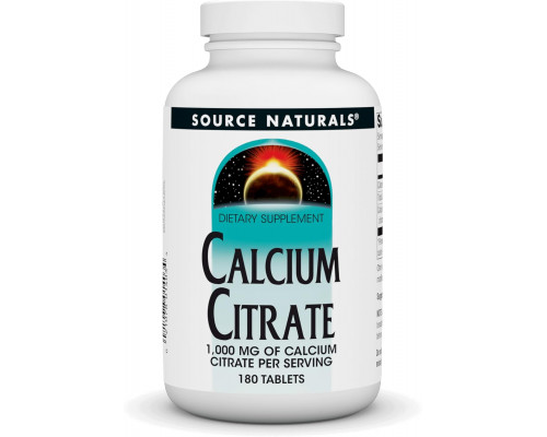 Кальцій цитрат, Calcium Citrate, Source Naturals, 1000 мг, 180 таблеток