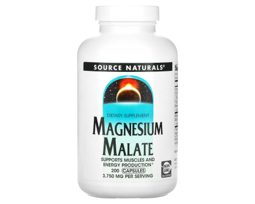 Магній малат, Magnesium Malate, Source Naturals, 625 мг, 200 капсул