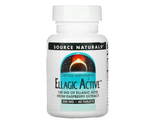 Листя малини, Ellagic, Source Naturals, екстракт, 300 мг, 60 таб.