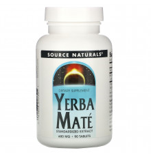 Мате, Yerba Mate, Source Naturals, 600 мг, 90 таблеток