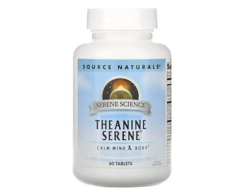 Теанін, спокій, Theanine Serene, Source Naturals, 60 таблеток
