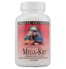 Вітаміни та мінерали для дітей, Mega-Kid, Source Naturals, смак ягід, 30 вафель