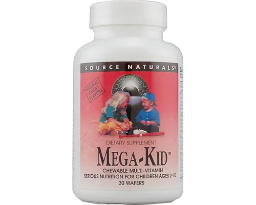 Вітаміни та мінерали для дітей, Mega-Kid, Source Naturals, смак ягід, 30 вафель