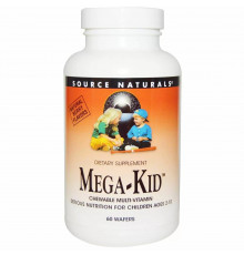 Вітаміни та мінерали для дітей від 2 до 10 років, Mega-Kid, Source Naturals, смак ягід, 60 жувальних таблеток