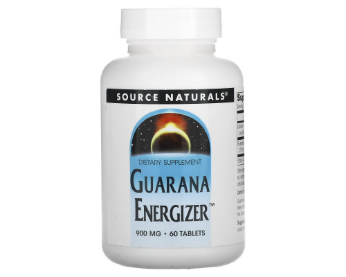 Гуарана, Guarana Energizer, Source Naturals, 900 мг, 60 таб.