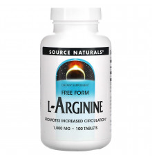 Аргинин, L-Arginine, Source Naturals, свободная форма, 1000 мг, 100 таблеток