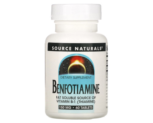 Бенфотіамін, Benfotiamine, Source Naturals, 150 мг, 60 таблеток