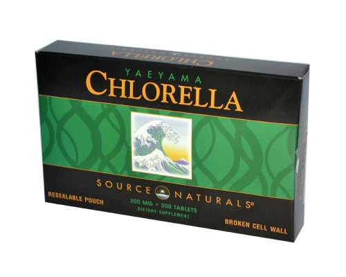 Хлорела (Yaeyama Chlorella), Source Naturals, 200 мг, 300 таблеток
