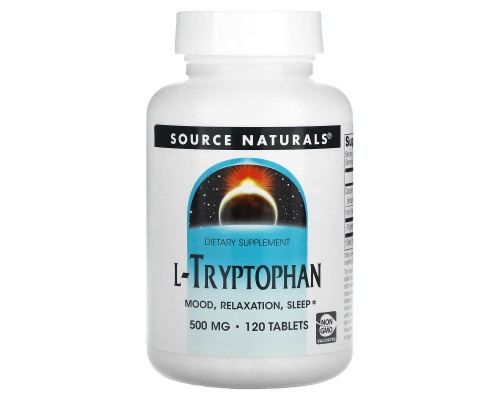 Триптофан, L-Tryptophan, Source Naturals, 500 мг, 120 таблеток