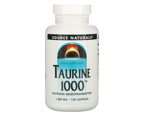 Таурин, Taurine 1000, Source Naturals, 1000 мг, 120 капсул