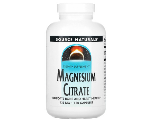 Цитрат магнію, Magnesium Citrate, Source Naturals, 133 мг, 180 капсул
