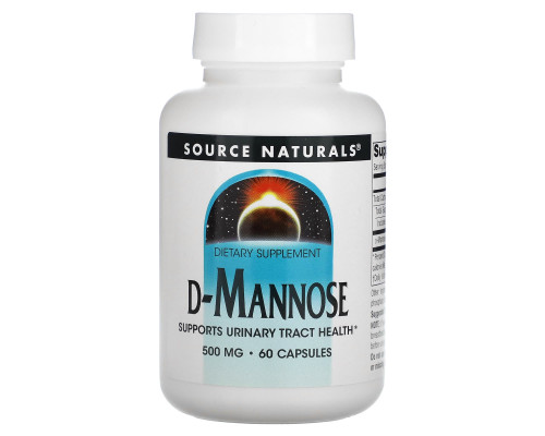 D-Манноза, D-Mannose, Source Naturals, 500 мг, 60 капсул