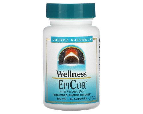 Епікор + вітамін D3, EpiCor, Source Naturals, 500 мг, 30 капсул