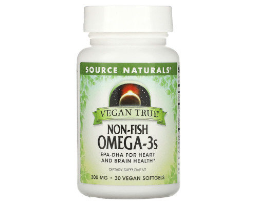 Омега-3 з морських водоростей, Non-Fish Omega-3, Source Naturals, для веганів, 300 мг, 30 капсул