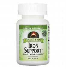 Хелат заліза, Iron Support, Source Naturals, для веганів, 180 таблеток