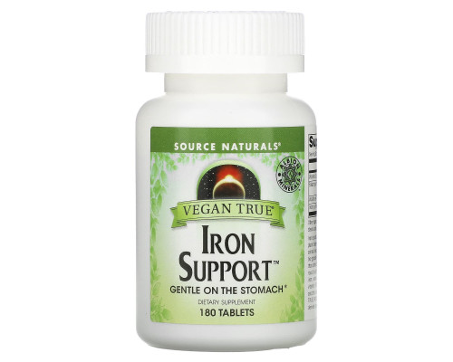 Хелат заліза, Iron Support, Source Naturals, для веганів, 180 таблеток