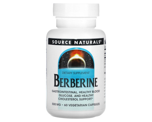 Берберин, Berberine, Source Naturals, 500 мг, 60 вегетаріанських капсул