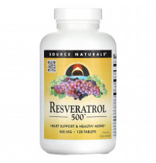 Ресвератрол, Resveratrol, Source Naturals, 500 мг, 120 таблеток