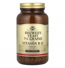 Пивні дріжджі 7 1/2 зерна з вітаміном B12, Brewer's Yeast, 7 1/2 Grains with Vitamin B12, Solgar, 250 таблеток