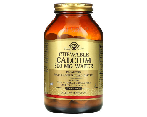 Кальцій жувальний, Chewable Calcium, Solgar, 500 мг, 120 вафель