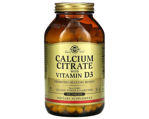 Цитрат кальцію з вітаміном D3, Calcium Citrate, Solgar, 240 таблеток