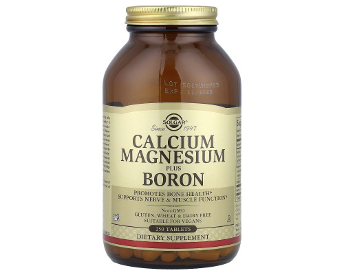 Кальцій, магній + бор, Calcium Magnesium Plus Boron, Solgar, 250 таблеток