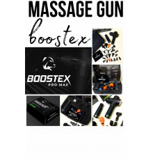 Ударний перкусійний масажер Boostex (massage gun) – 30 режимів, 21 насадка, акумулятор 2500 мАг, кейс