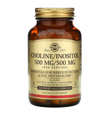 Холін та Інозитол, Choline/Inositol, Solgar 100 вегетаріанських капсул