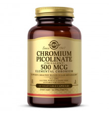 Хром піколінат, Chromium Picolinate, Solgar, 500 мкг, 60 вегетаріанських капсул