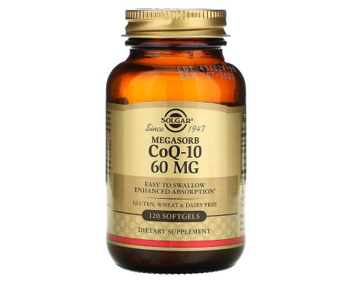 Коензим Q-10, Megasorb CoQ-10, Solgar, 60 мг, 120 гелевих капсул