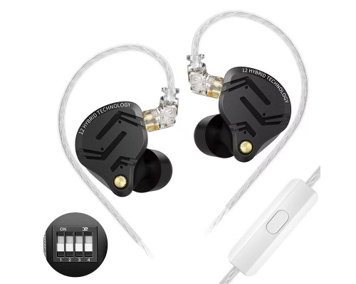 Навушники KZ ZS12 Pro X Tuning з мікрофоном black