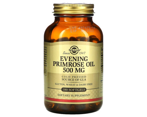 Олія вечірньої примули (Evening Primrose Oil), Solgar, 500 мг, 180 капсул