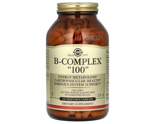 Вітаміни В-100, комплекс, B-Complex "100", Solgar, 250 вегетаріанських капсул