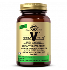 Мультивітаміни формула VM-75, Formula V, VM-75, Solgar, з хелатними мінералами, 60 рослинних капсул