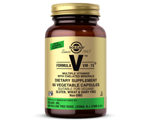 Мультивітаміни формула VM-75, Formula V, VM-75, Solgar, з хелатними мінералами, 60 рослинних капсул
