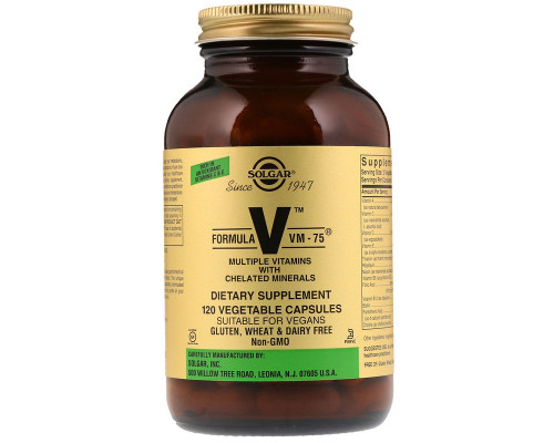 Мультивітаміни, формула VM-75 (Multiple Vitamins), Solgar, 120 капсул