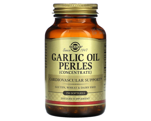 Часникова олія (Garlic Oil Perles), Solgar, концентрат, 250 капсул