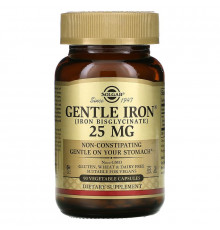 Залізо, Gentle Iron, Solgar, 25 мг, 90 вегетаріанських капсул
