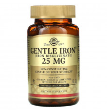 Залізо, Gentle Iron, Solgar, 25 мг, 180 вегетаріанських капсул