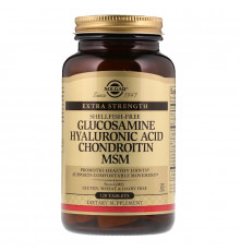 Глюкозамін, Гіалуронова, Хондроитин, МСМ, Glucosamine Hyaluronic Acid Chondroitin MSM, Solgar, 120 таблеток