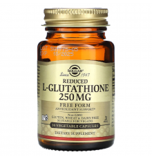 Глутатион, L-Glutathione, Solgar, пониженный, 250 мг, 30 вегетарианских капсул