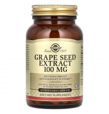 Екстракт виноградних кісточок, Grape Seed, Solgar, 100 мг, 60 вегетаріанських капсул