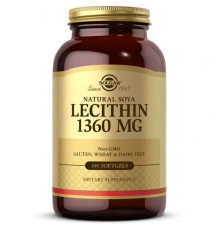 Лецитин соєвий, Soya Lecithin, Solgar, натуральний, 1360 мг, 100 гелевих капсул