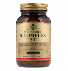 Вітаміни групи В-50, Megasorb B-Complex, Solgar, комплекс, 100 таблеток