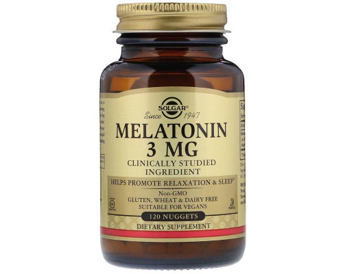 Мелатонін, Melatonin, Solgar, 3 мг, 120 таблеток для розжовування